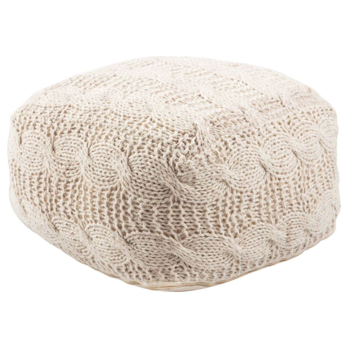 Ivory Wool Pouf V682229