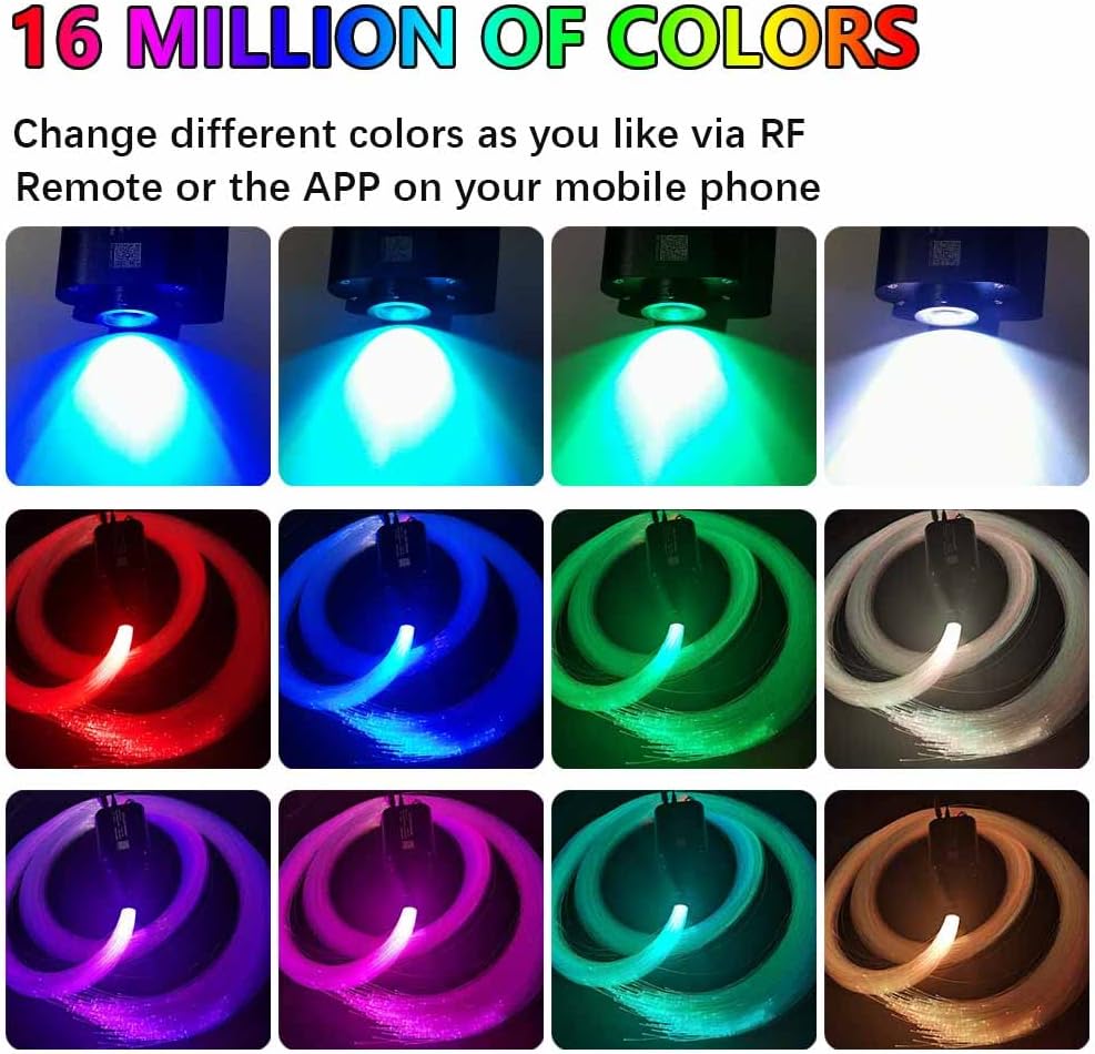 460pcs 0.03in 9.8ft RGBW LED Fiber Optic Star Ceiling Light Kit R8458