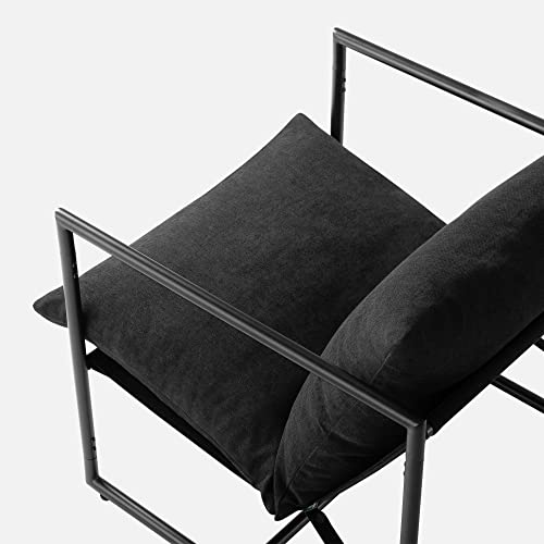 Black Metal Framed Sling Accent Chair J5819