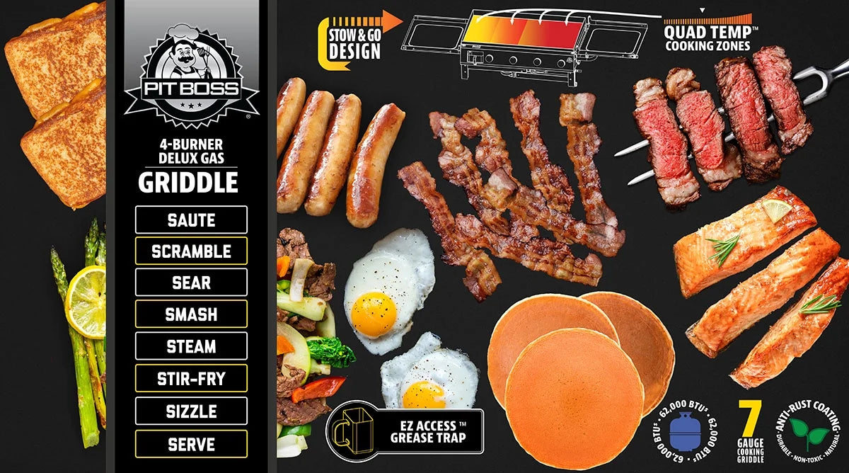 4 Burner Portable Griddle with Foldable Side Shelf M235906