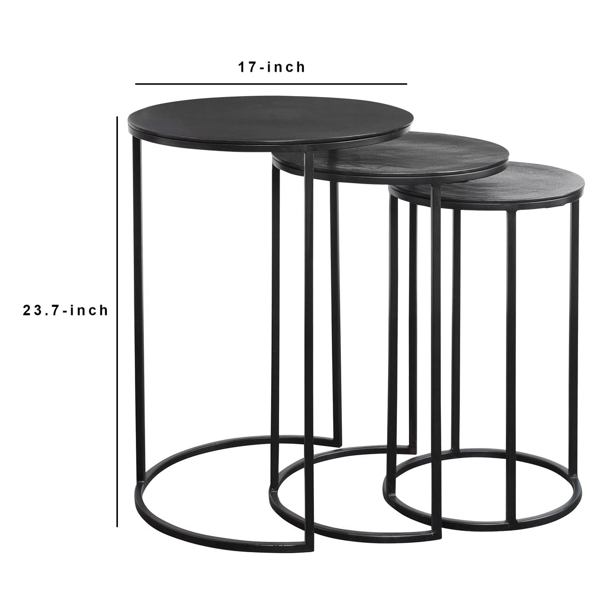 Metal Frame Round Top Nesting Tables, Set of 3, Espresso U6629