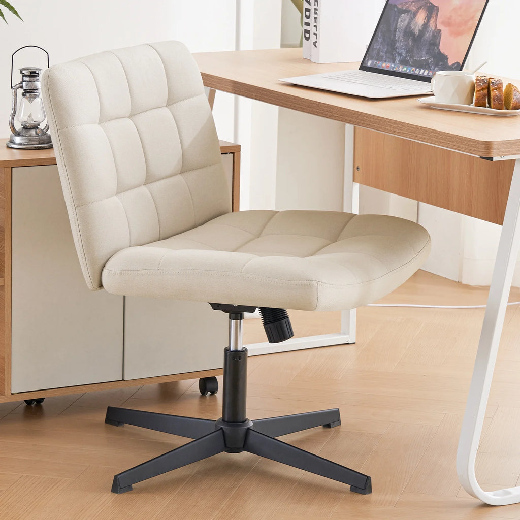 Beige Armless Swivel Ergonomic Office Chair L623