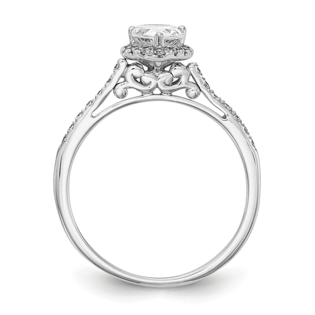 0.75ct CZ Solid 14K White Gold Pear Halo Engagement Ring T872067