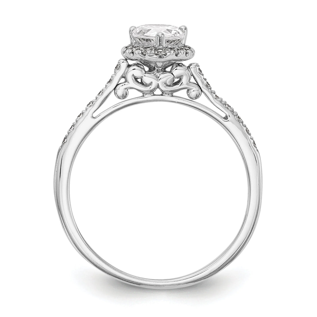 0.75ct CZ Solid 14K White Gold Pear Halo Engagement Ring T872067