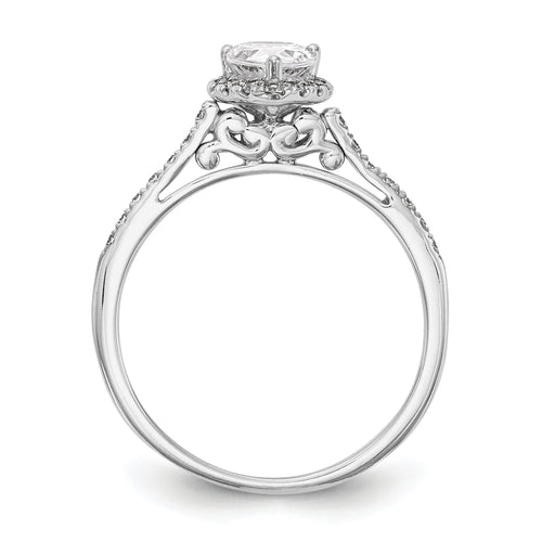 0.75ct CZ Solid 14K White Gold Pear Halo Engagement Ring T872067