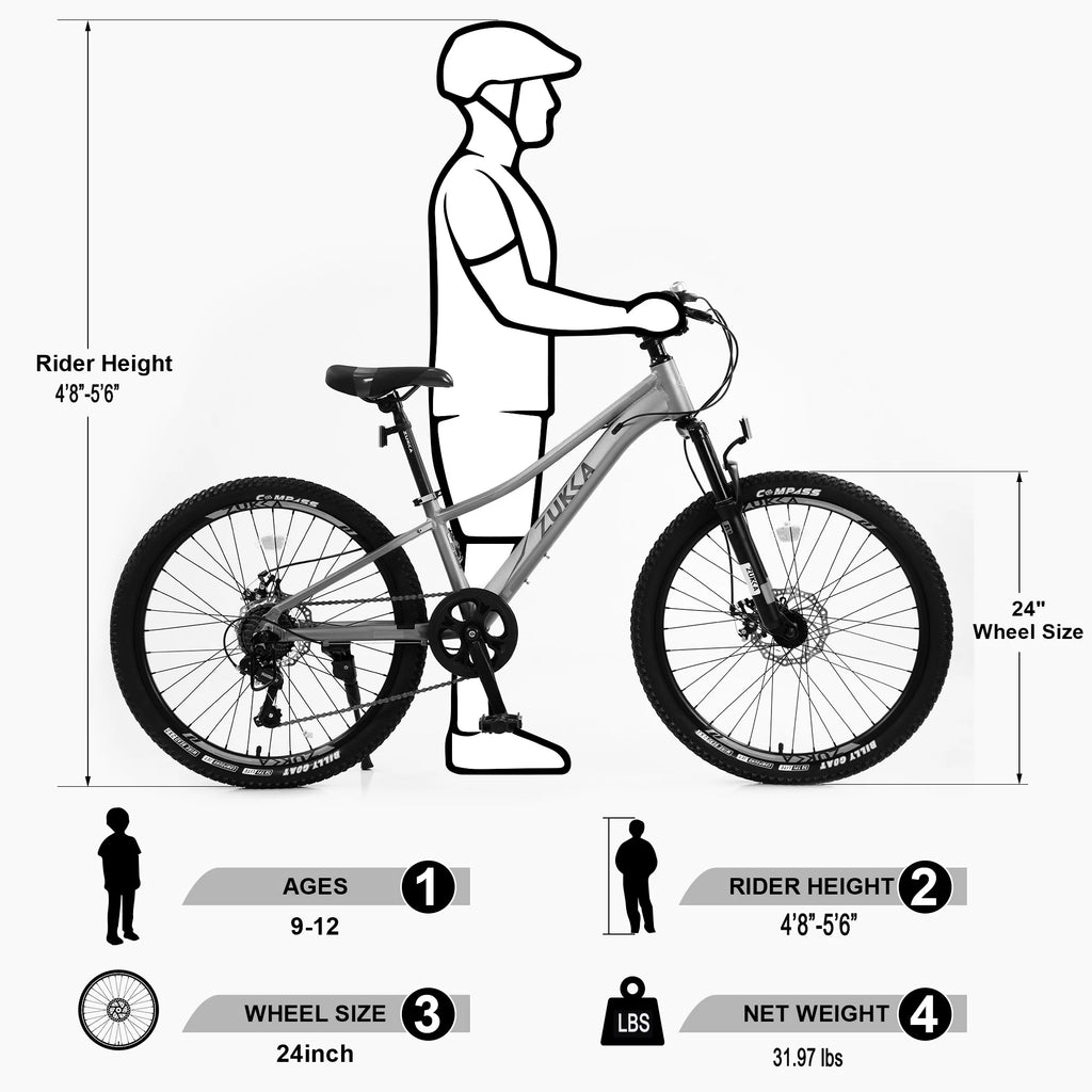 24 Inch 7 Speeds Aluminium Alloy Kids Mountain Bike W912938