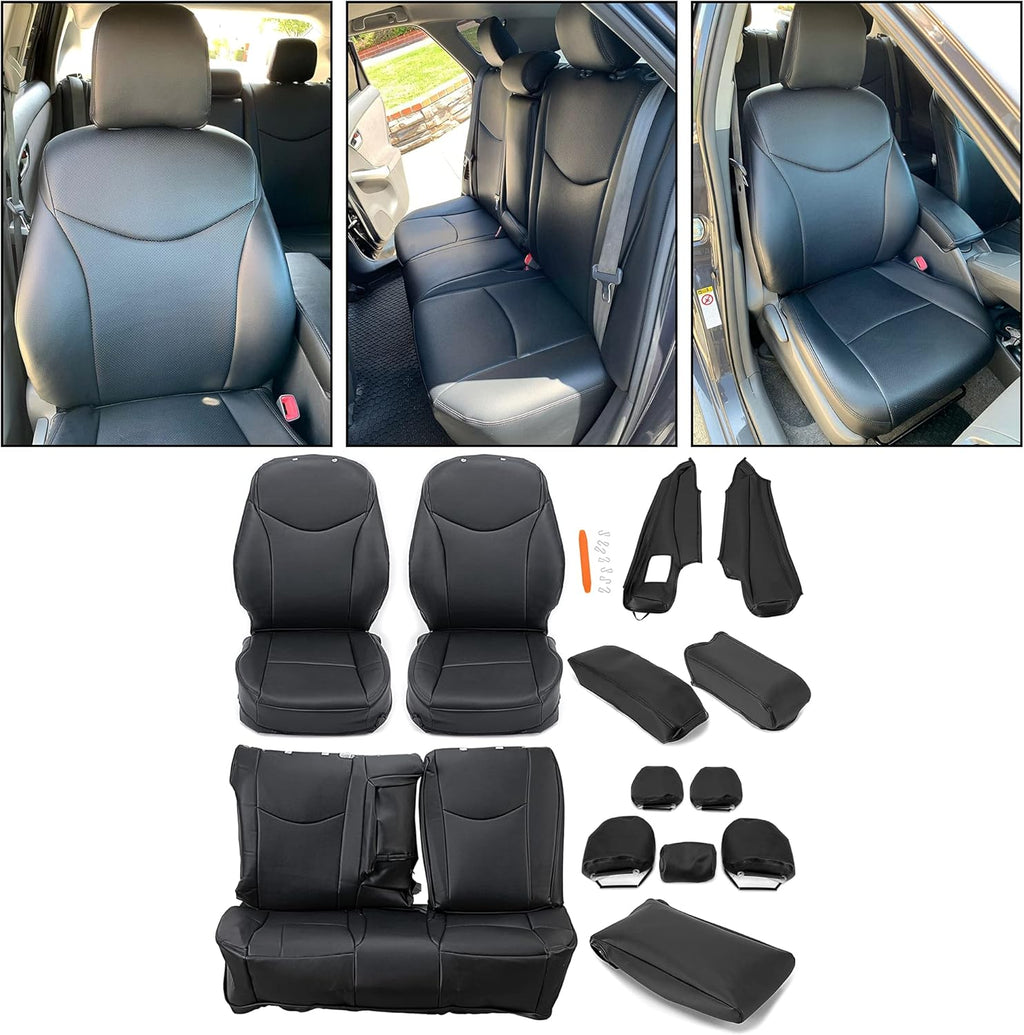 Black Synthetic Leather Seat Covers for Toyota Prius M9096