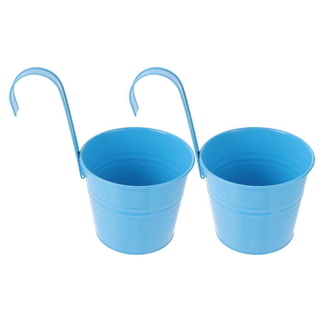 Vintage Hanging Flower Pots Plant Bucket Tinplate Planters E5872