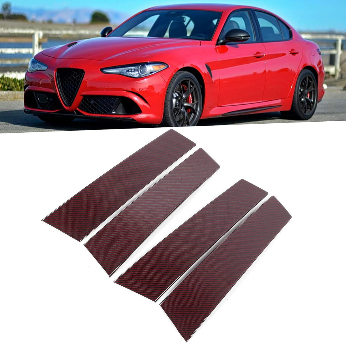 Carbon Fiber B Pillar Post Trim Cover Window Column Stickers Decoration Sticker Y847