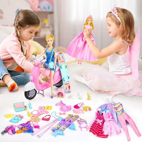 67PCS Doll Playset with Scooter & 11.5 Inch Doll Accessories H757419