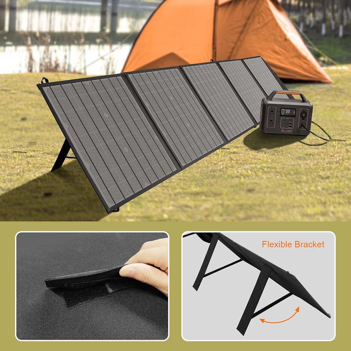 100W Portable Foldable Solar Panel with DC Adapters Z83010