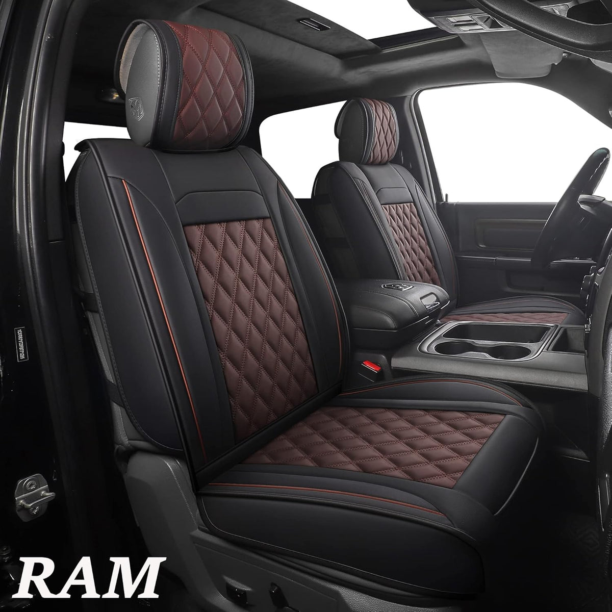 Black-Red Waterproof Synthetic Leather Car Seat Covers 5PCS Full Set Z5886