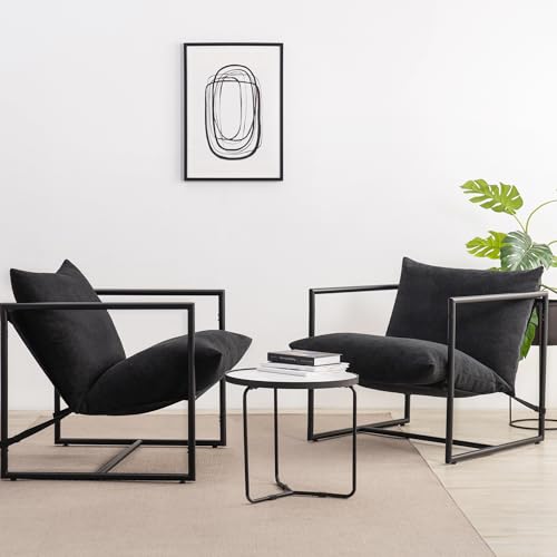Black Metal Framed Sling Accent Chair J5819