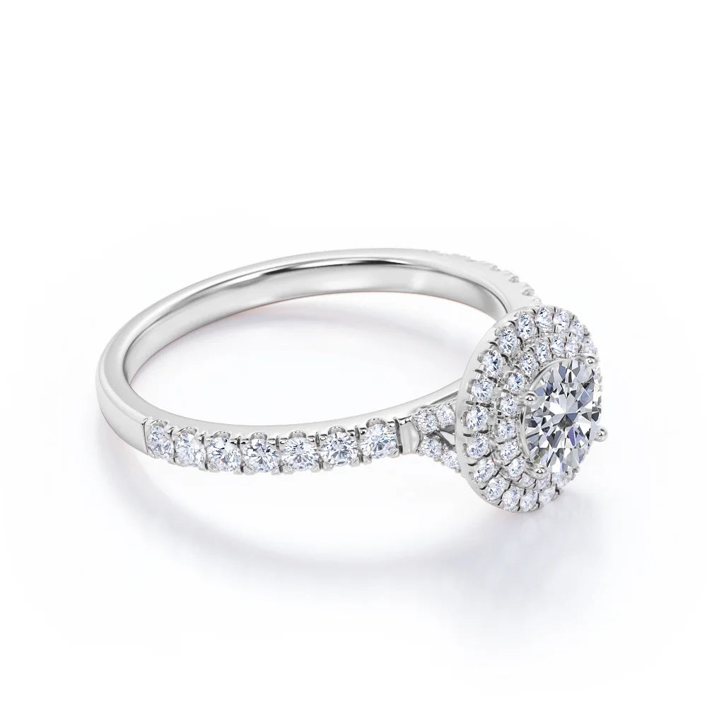 18K White Gold Plated Moissanite Engagement Ring H8204