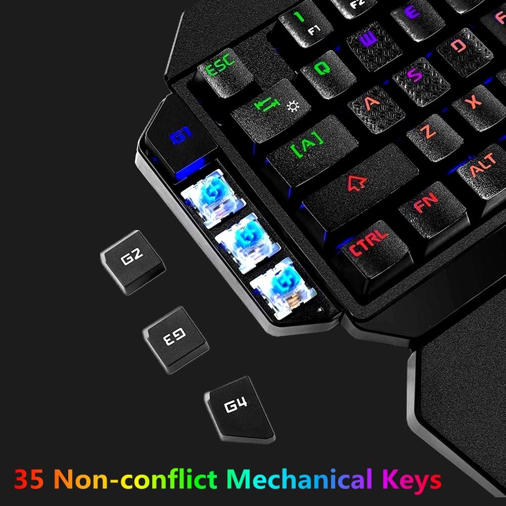 One Handed Mechanical Gaming Keyboard with Wrist Rest F3479