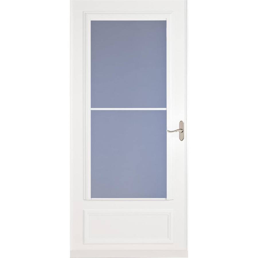 White Mid-View Universal Reversible Wood Core Storm Door D6694