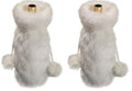 White Faux Fur Drawstring Wine Bottle Cover Bag T95020