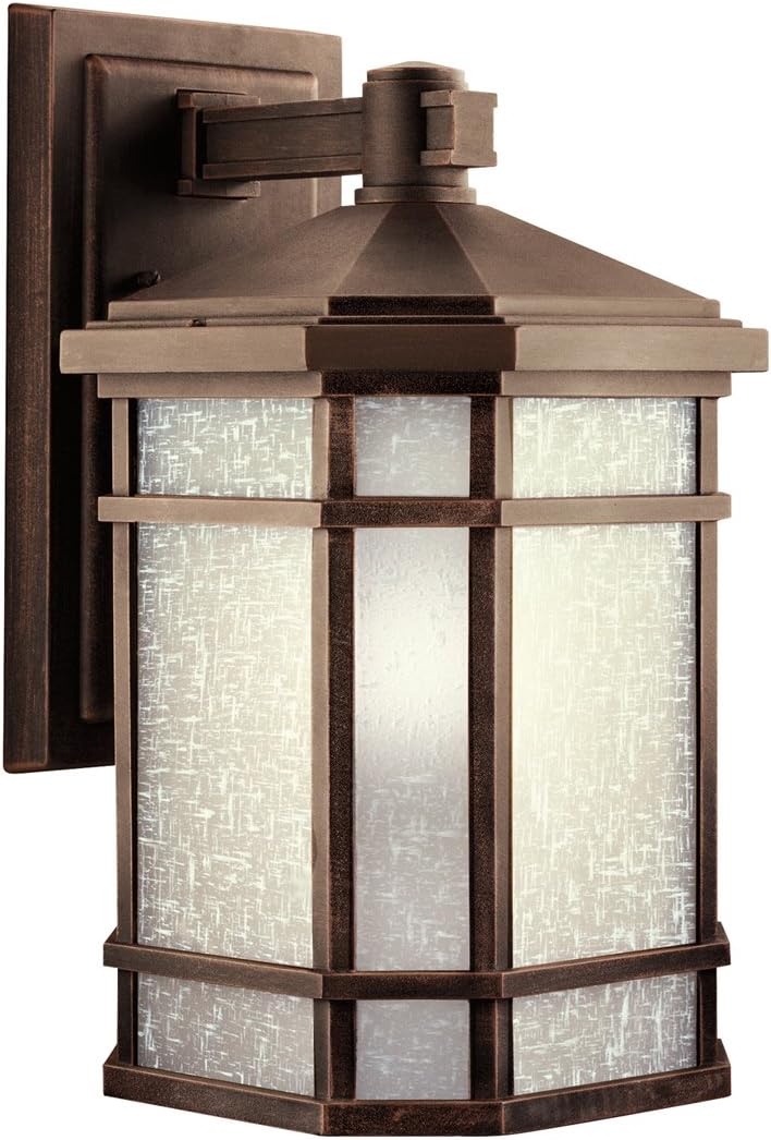 1 Light Outdoor Wall Light with Etched Linen Glass Q688