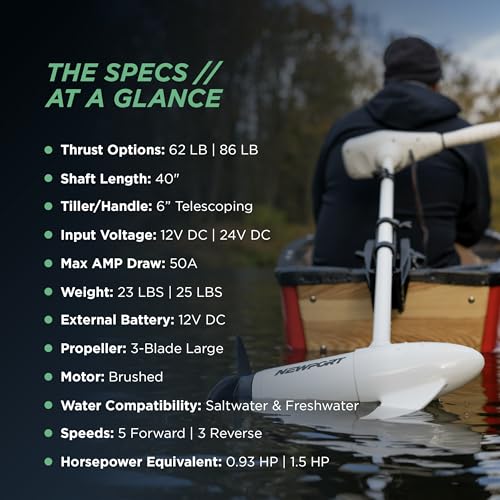 62lb Thrust Transom Mounted Saltwater Electric Trolling Motor with LED Battery Indicator 40" Shaft L5528