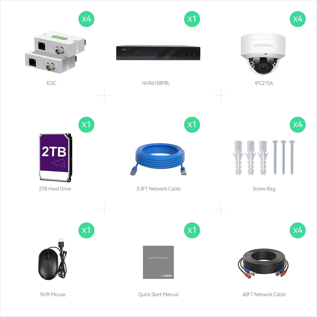 8CH 4K IP Security Camera System with 4 POE IP Dome Cameras R286662