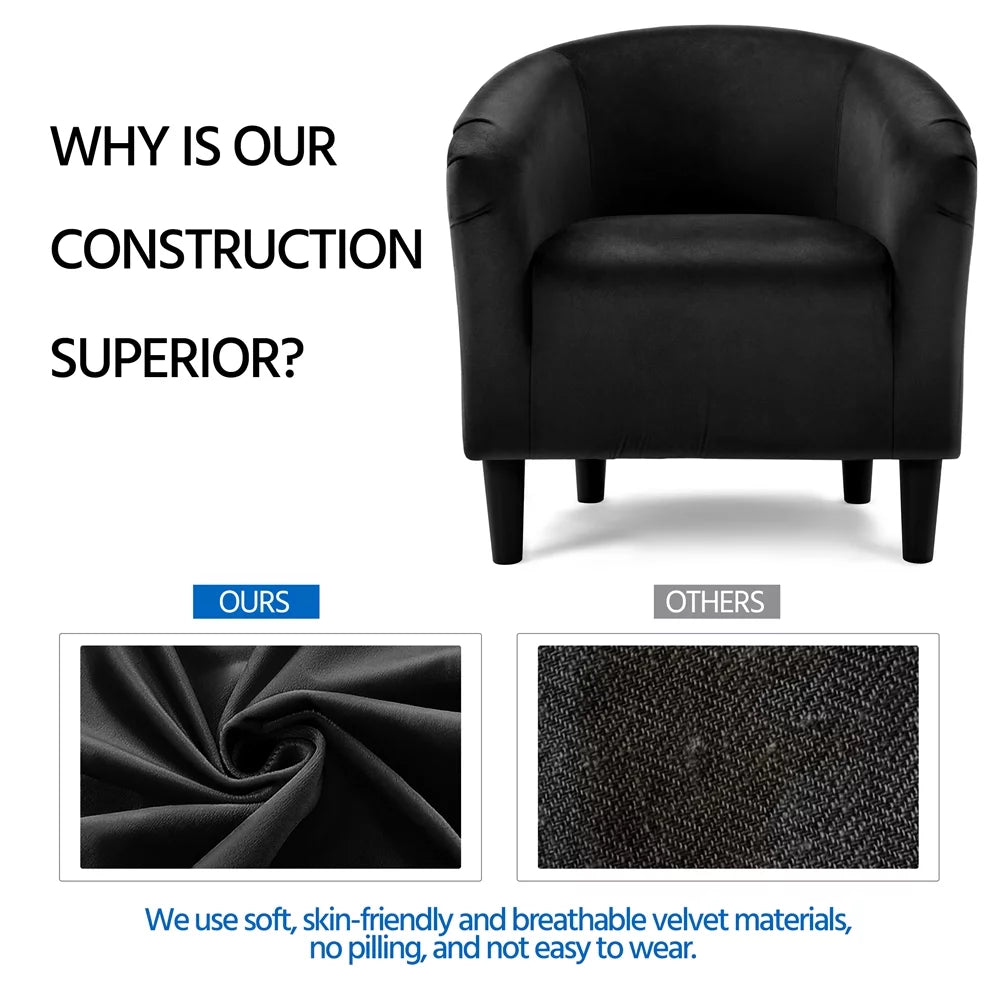 Black Velvet Barrel Accent Chair P61348