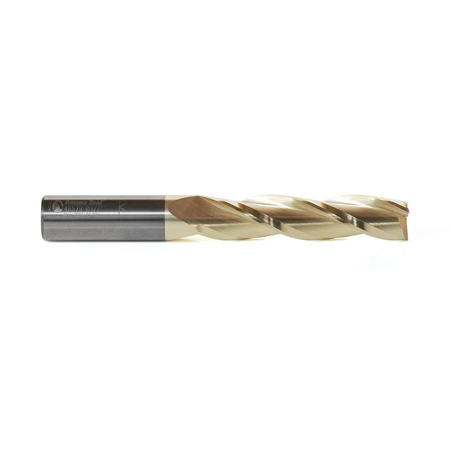 CNC Carving 0.10 Deg Angle Straight Flat Bottom 1/2 D x 2-1/4 CH x 1/2 SHK x 4 inch Long 3 Flute L419250