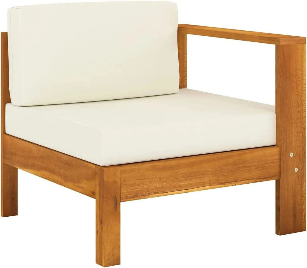 10 Piece Acacia Wood Patio Lounge Set with Cream White Cushions A2132