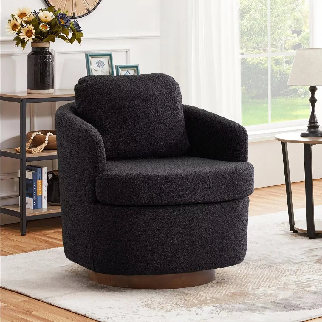 Oversized Sherpa Boucle Swivel Accent Chair N6353