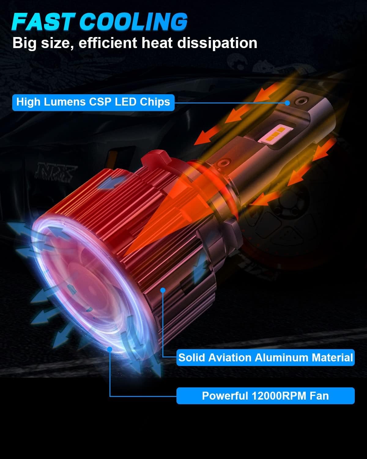 9005/HB3 High Beam 9006/HB4 Low Beam LED Headlight Bulbs Combo 120W 24000LM 6500K Cool White, Pack of 4 N489792