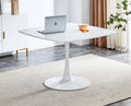 White Mid-century Round MDF Pedestal Dining Table R411
