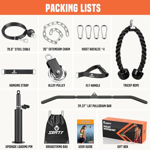 Cable Pulley System Gym with LAT Pull Down Bar and Loading Pin R321938