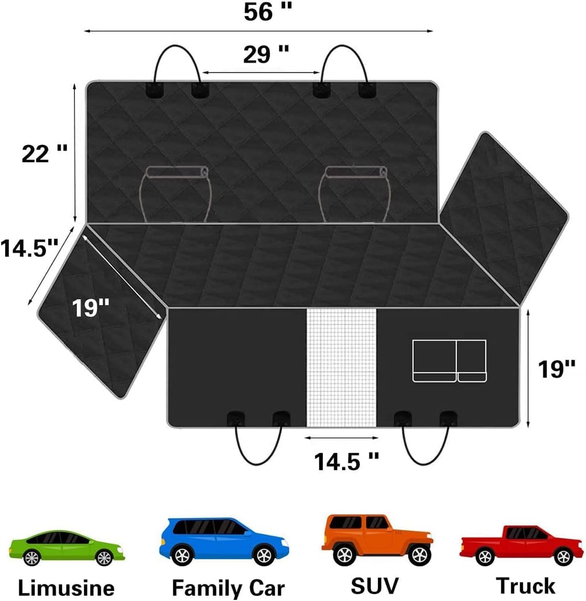 Waterproof Nonslip Dog Car Seat Cover with Storage Pocket G459