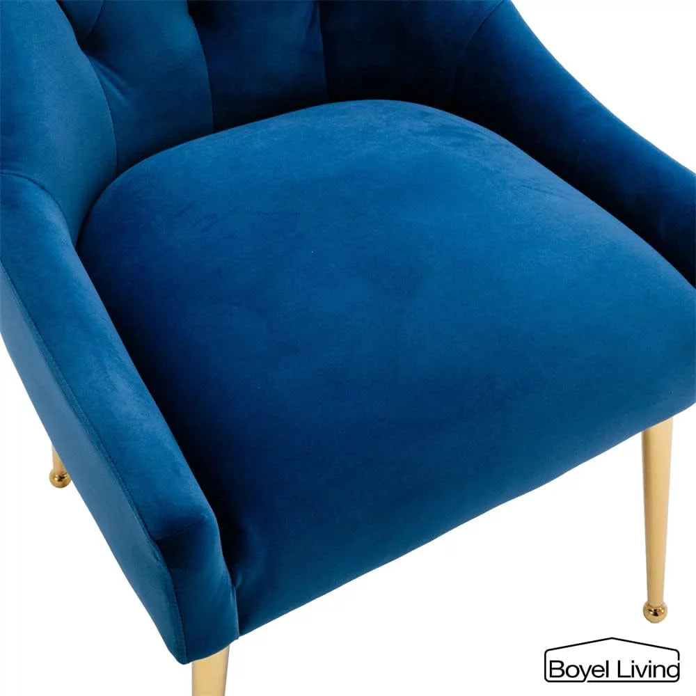 Navy Blue Velvet Dining Chair Set of 2 with Gold Legs S34307