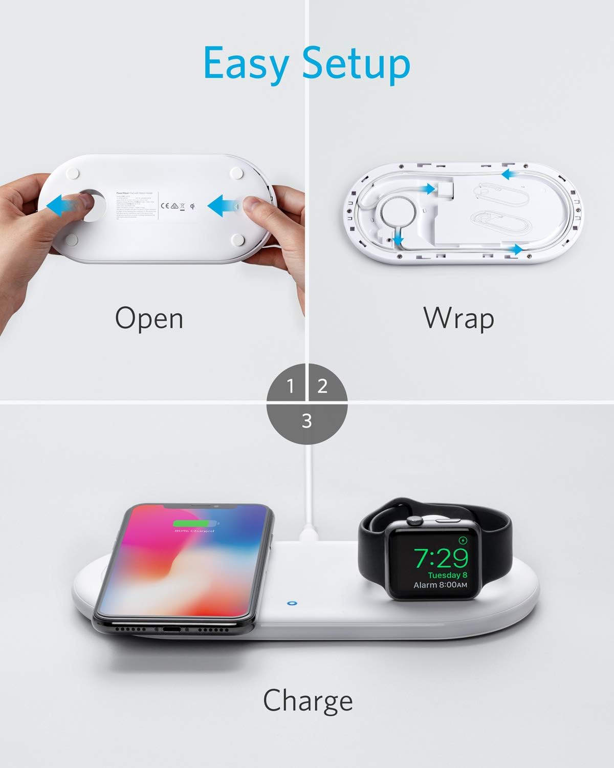 2 in 1 Wireless Charging Station for iPhone and Apple Watch B165179
