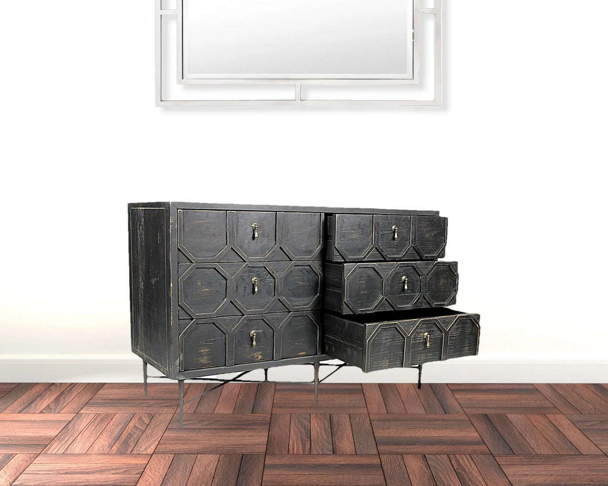 Solid Wood Six Drawer Double Dresser A886