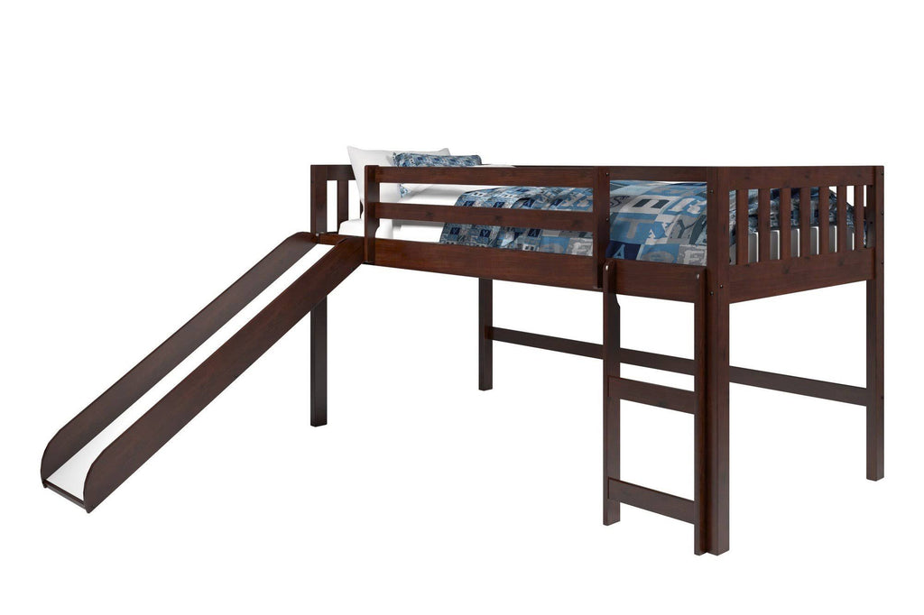 Twin Low Loft Bed with Slide Cappuccino C6587