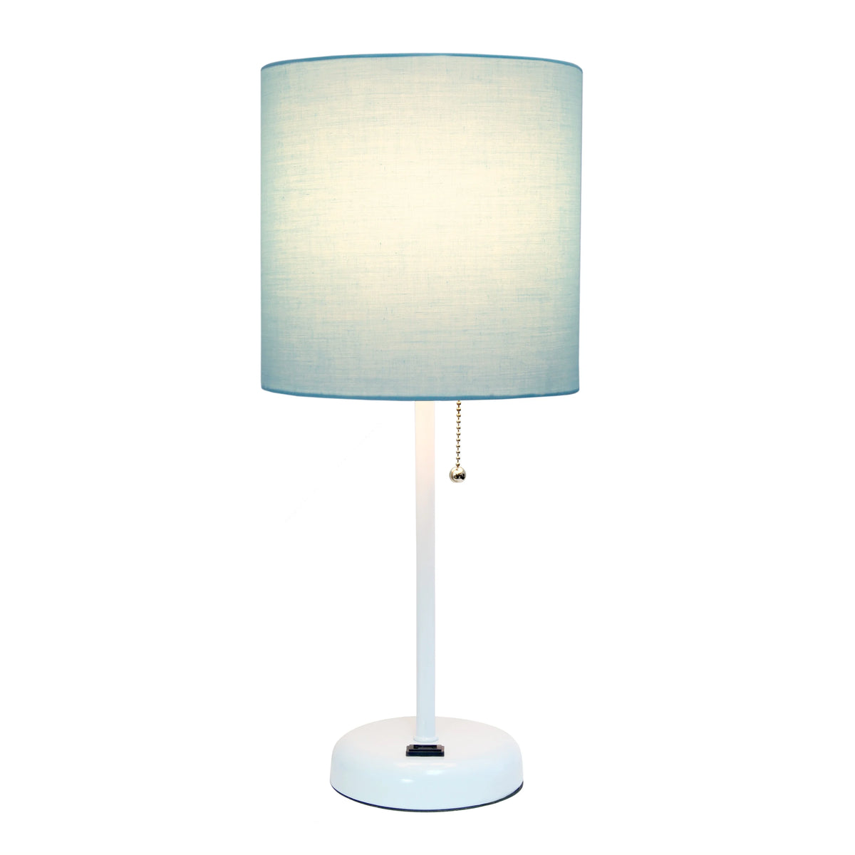 Aqua White Stick Lamp with Fabric Shade G627