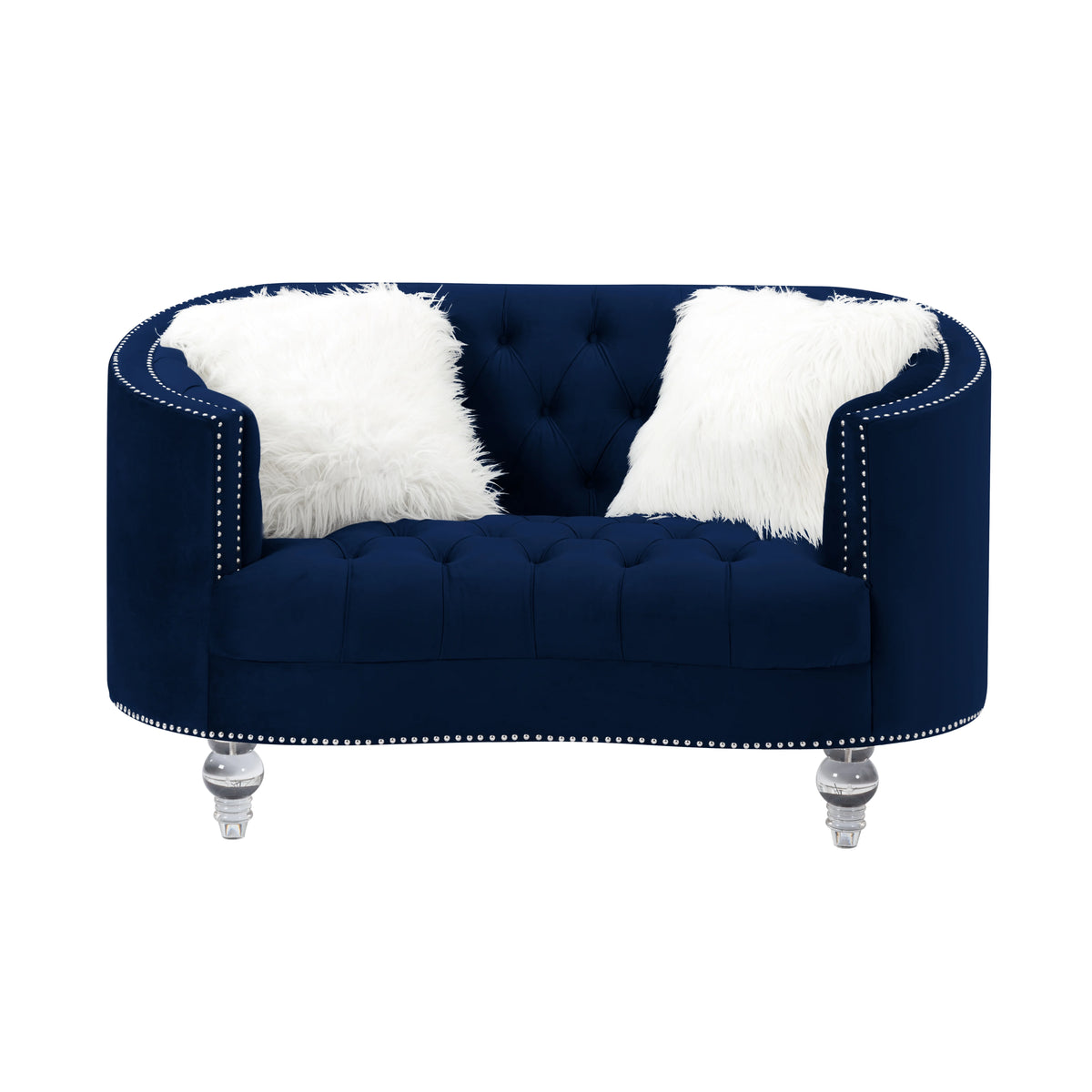Navy Blue Velvet 3 Piece Living Room Set Y244