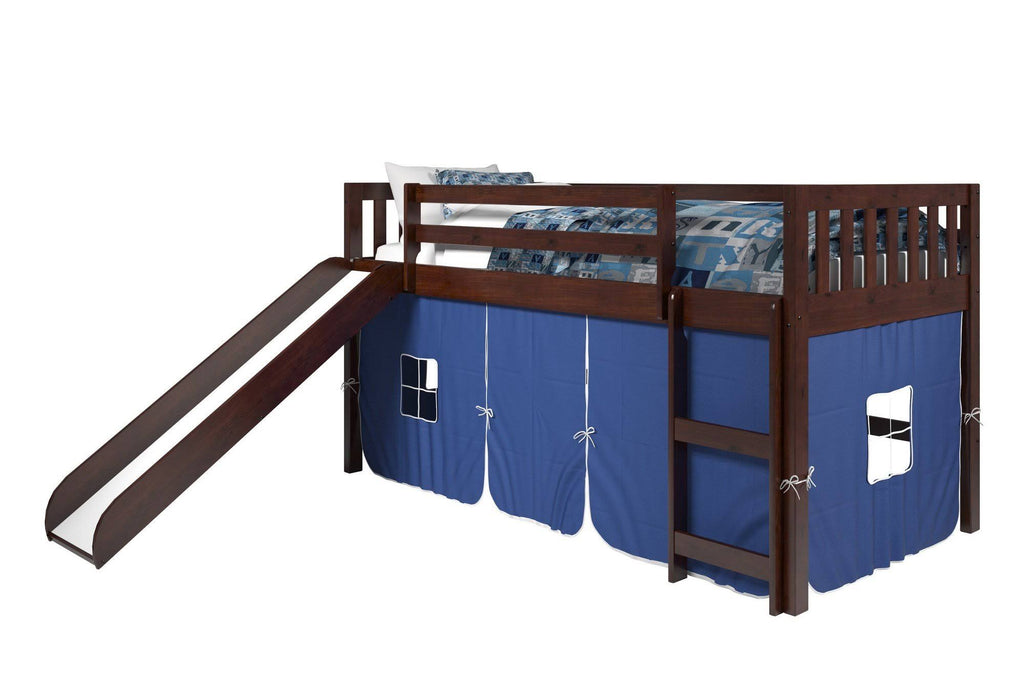 Twin Low Loft Bed with Slide Cappuccino C6587