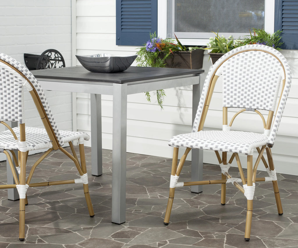 Blue White Set of 2 Outdoor Bistro Side Chair S192