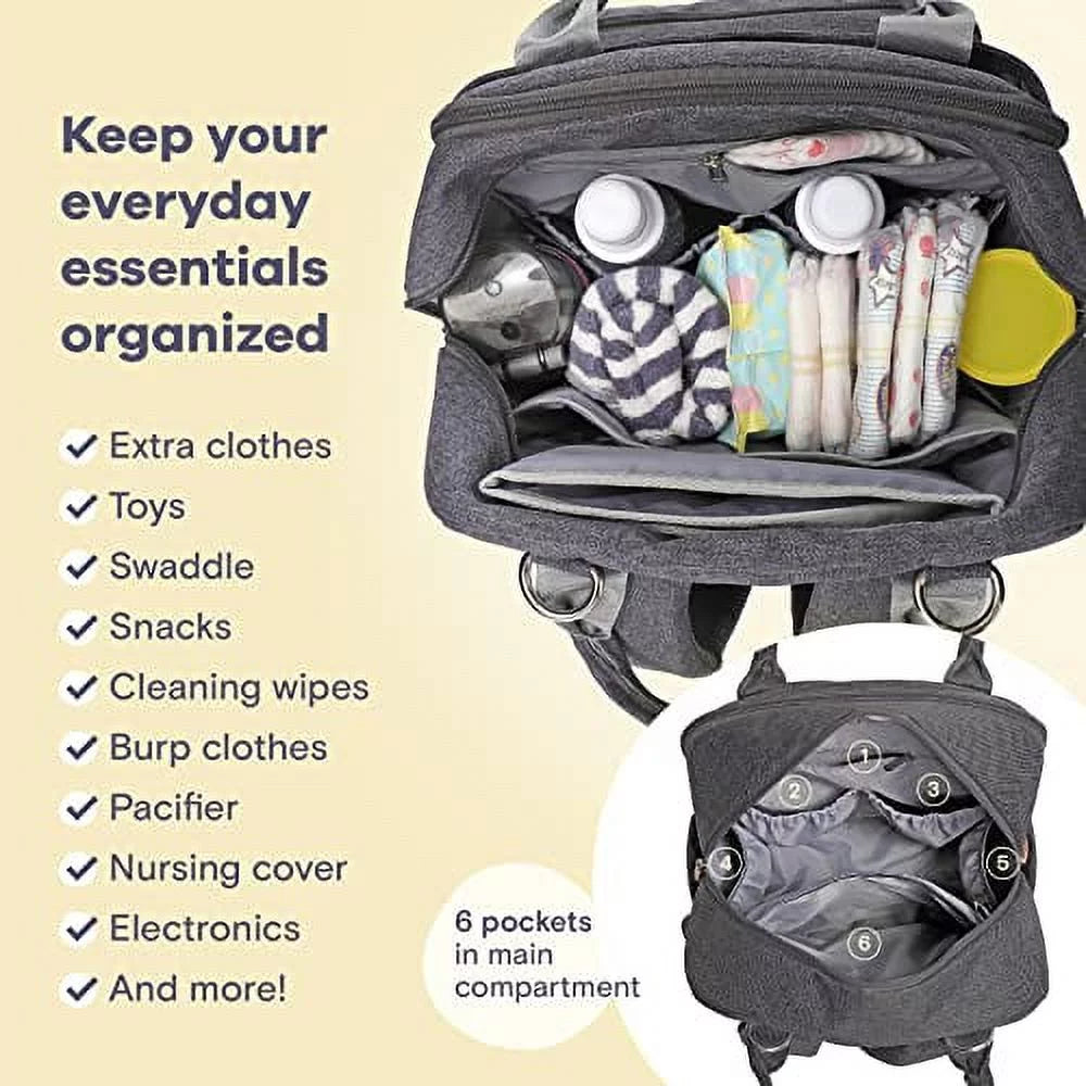 Multifunctional Dark Gray Diaper Bag Backpack K465