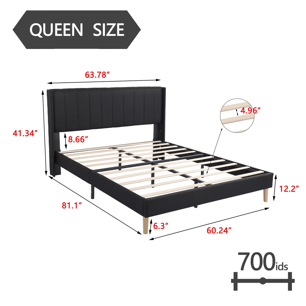 Queen Size Upholstered Platform Bed Frame F9464