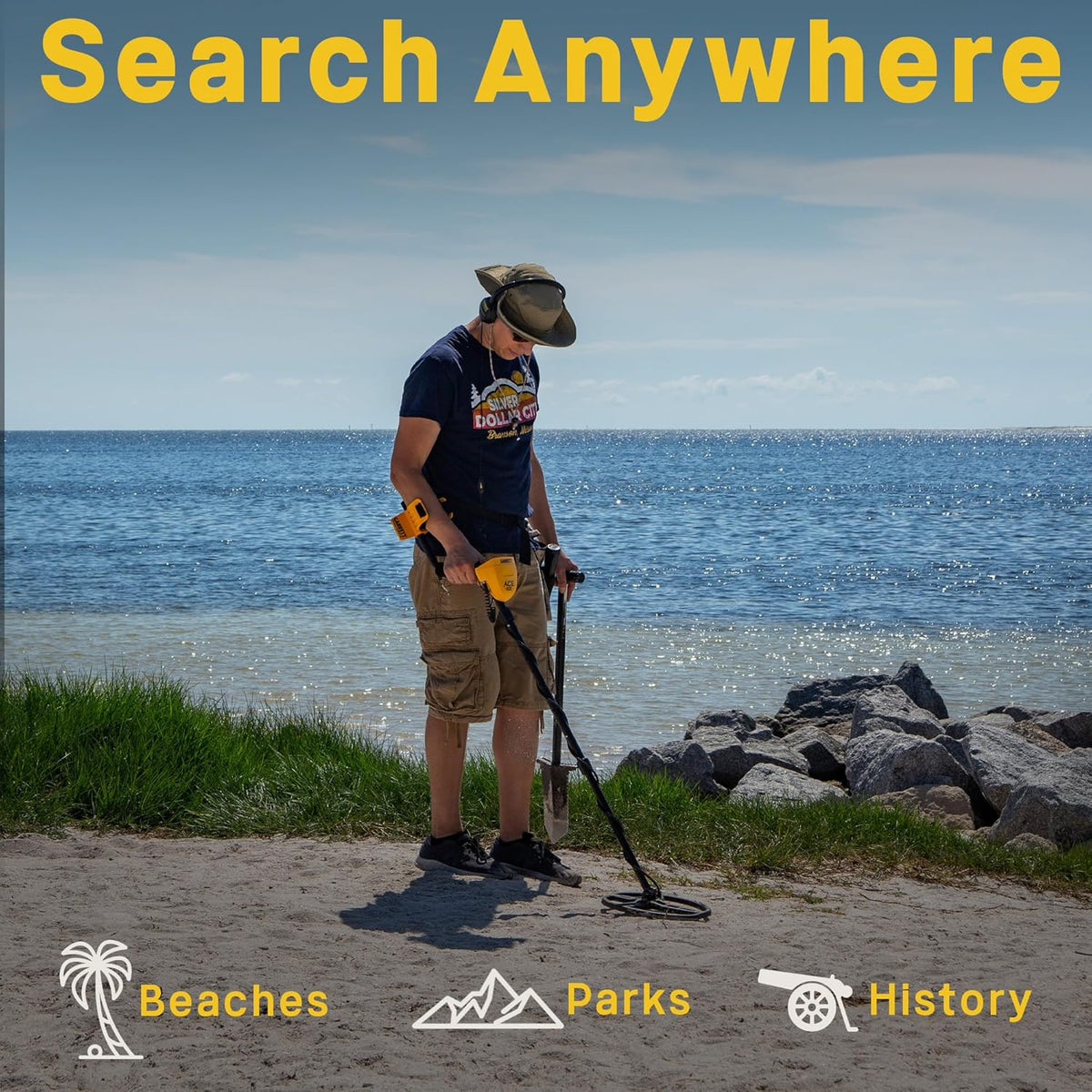 Metal Detector with DD Waterproof Search Coil and Carry Bag I42747