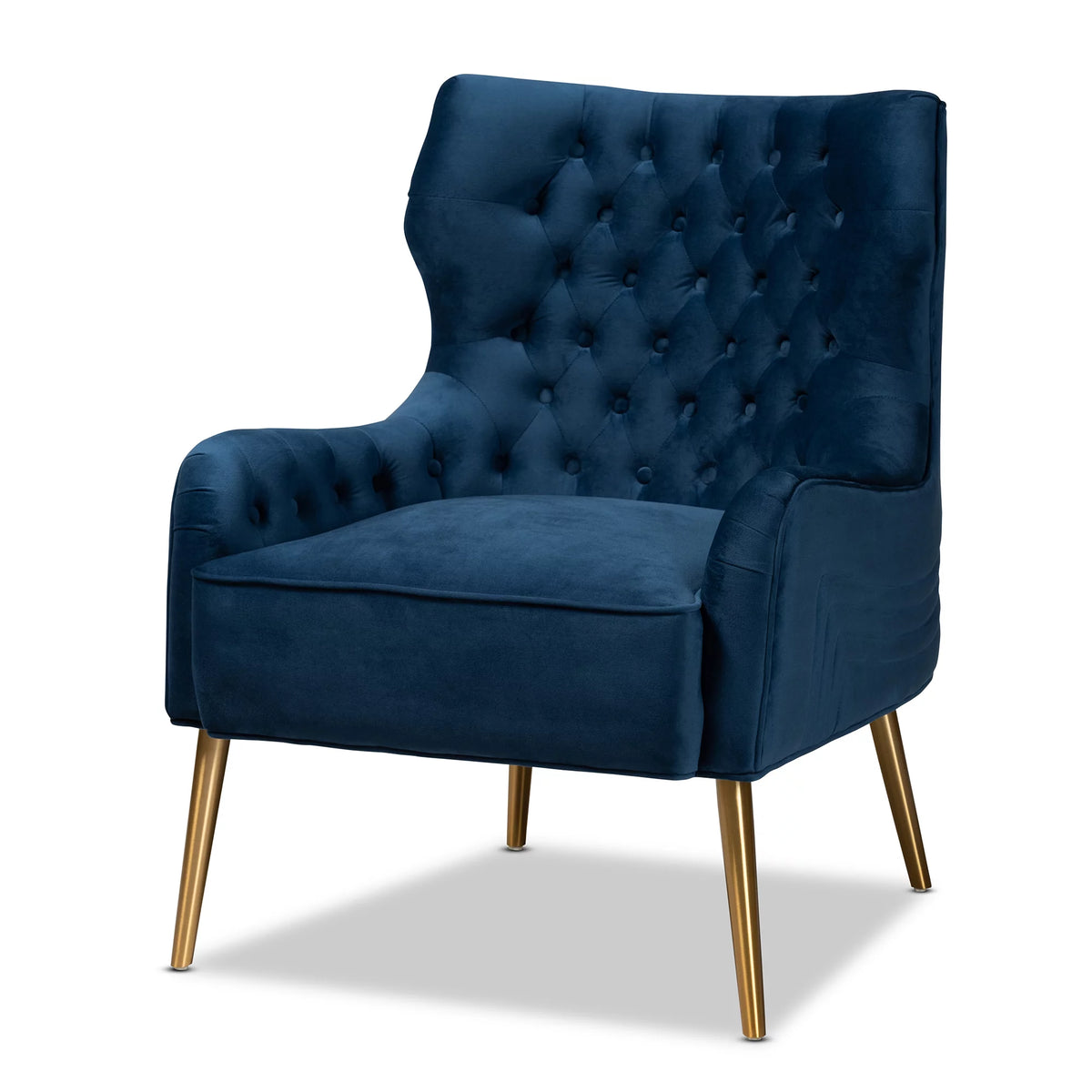 Navy Blue and Gold Wingback Chair C838