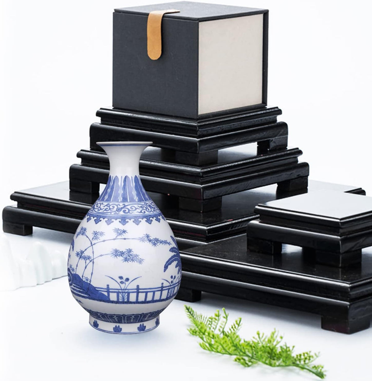 Square Wood Display Stand 6.7" W x 6.7" D x 1.7" H (Black) J672535