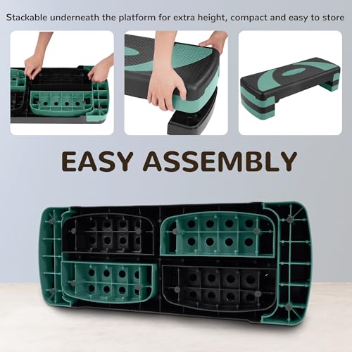5 Levels Adjustable Height Exercise Step with 4 Stackable Risers M987