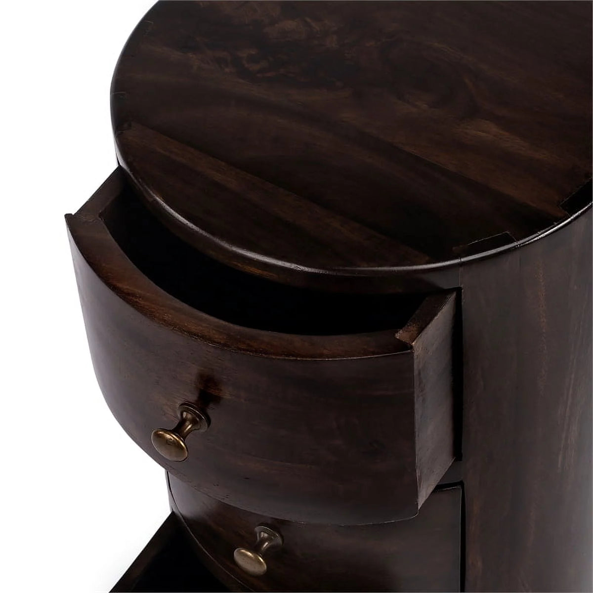 Dark Brown Mango Wood End Table with Storage Set of 2 Y673