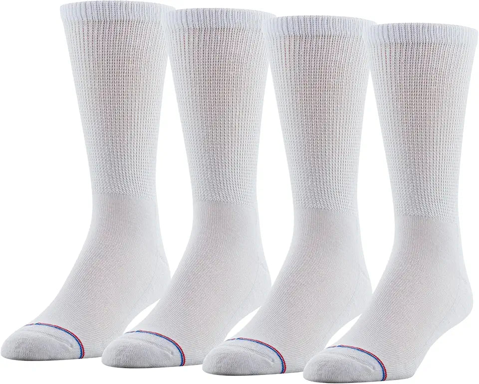 Diabetic Crew Socks with Non-Binding Top and Cushion Sole 4 Pairs C24446