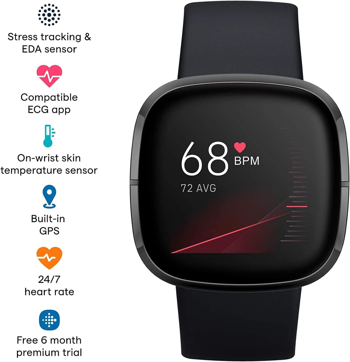 Graphite Health & Fitness Smartwatch with GPS G624367