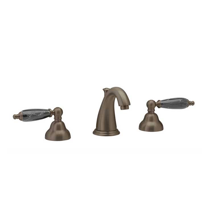 Polished Brass Widespread Bathroom Sink Faucet with Black Marble Handles K164388